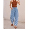 image:imageCicy Bell Womens Polka Dot Barrel Jeans Baggy Wide Leg Denim PantsPolka Dots Light Blue
