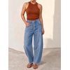 image:imageCicy Bell Womens Polka Dot Barrel Jeans Baggy Wide Leg Denim PantsSolid Blue