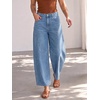 image:imageCicy Bell Womens Polka Dot Barrel Jeans Baggy Wide Leg Denim PantsSolid Blue