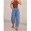 image:imageCicy Bell Womens Polka Dot Barrel Jeans Baggy Wide Leg Denim PantsSolid Blue