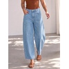 image:imageCicy Bell Womens Polka Dot Barrel Jeans Baggy Wide Leg Denim PantsSolid Light Blue