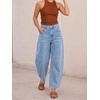 image:imageCicy Bell Womens Polka Dot Barrel Jeans Baggy Wide Leg Denim PantsSolid Light Blue