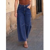 image:imageCicy Bell Womens Polka Dot Barrel Jeans Baggy Wide Leg Denim PantsSolid Navy