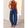 image:imageCicy Bell Womens Polka Dot Barrel Jeans Baggy Wide Leg Denim PantsSolid Navy