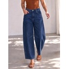 image:imageCicy Bell Womens Polka Dot Barrel Jeans Baggy Wide Leg Denim PantsSolid Navy