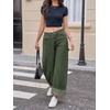 image:imageCicy Bell Womens Striped Wide Leg Jeans Baggy Cuffed Denim PantsArmy Green