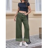 image:imageCicy Bell Womens Striped Wide Leg Jeans Baggy Cuffed Denim PantsArmy Green