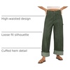 image:imageCicy Bell Womens Striped Wide Leg Jeans Baggy Cuffed Denim PantsArmy Green