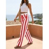 image:imageCicy Bell Womens Striped Wide Leg Jeans High Waist Denim PantsRed