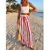 image:imageCicy Bell Womens Striped Wide Leg Jeans High Waist Denim PantsRed