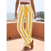 image:imageCicy Bell Womens Striped Wide Leg Jeans High Waist Denim PantsYellow