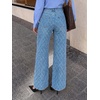 image:imageCicy Bell Womens Wide Leg Jeans Argyle Printed High Waisted Denim PantsSky Blue