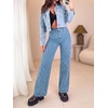 image:imageCicy Bell Womens Wide Leg Jeans Argyle Printed High Waisted Denim PantsSky Blue