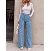 image:imageCicy Bell Womens Wide Leg Jeans Argyle Printed High Waisted Denim PantsSky Blue