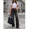 image:imageCicy Bell Womens Wide Leg Jeans High Waisted Straight Leg Denim PantsDark Grey