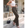 image:imageCicy Bell Womens Wide Leg Jeans High Waisted Straight Leg Denim PantsLeopard Brown