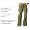 image:imageCicy Bell Womens Wide Leg Jeans High Waisted Stretchy Baggy Denim PantsArmy Green