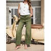 image:imageCicy Bell Womens Wide Leg Jeans High Waisted Stretchy Baggy Denim PantsArmy Green