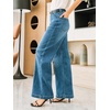 image:imageCicy Bell Womens Wide Leg Jeans High Waisted Stretchy Baggy Denim PantsDark Blue