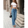 image:imageCicy Bell Womens Wide Leg Jeans High Waisted Stretchy Baggy Denim PantsJean Blue