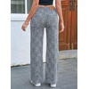 image:imageCicy Bell Womens Wide Leg Jeans High Waisted Stretchy Baggy Denim PantsWhite Leopard Print