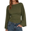 image:imageCicy Bell Women Bell Long Sleeve Wrap Tops Tie Back Boat Neck T ShirtArmy Green