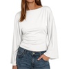 image:imageCicy Bell Women Bell Long Sleeve Wrap Tops Tie Back Boat Neck T ShirtWhite