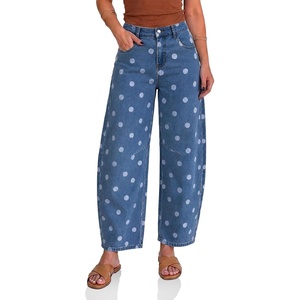 image:imageCicy Bell Womens Polka Dot Barrel Jeans Baggy Wide Leg Denim PantsPolka Dots Blue