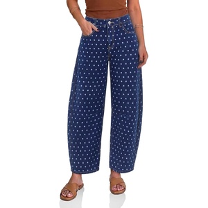 image:imageCicy Bell Womens Polka Dot Barrel Jeans Baggy Wide Leg Denim PantsPolka Dots Navy