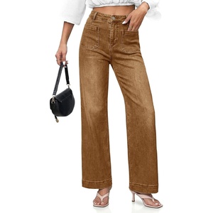 image:imageCicy Bell Womens Wide Leg Jeans High Waisted Straight Leg Denim PantsKhaki