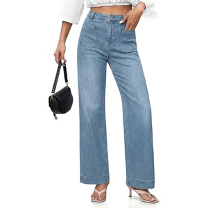 image:imageCicy Bell Womens Wide Leg Jeans High Waisted Straight Leg Denim PantsLight Blue