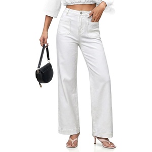 image:imageCicy Bell Womens Wide Leg Jeans High Waisted Straight Leg Denim PantsWhite