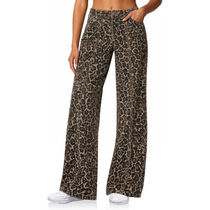 image:imageCicy Bell Womens Wide Leg Jeans High Waisted Stretchy Baggy Denim PantsApricot Leopard Print