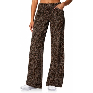 image:imageCicy Bell Womens Wide Leg Jeans High Waisted Stretchy Baggy Denim PantsBrown Leopard Print