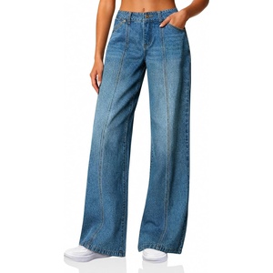 image:imageCicy Bell Womens Wide Leg Jeans High Waisted Stretchy Baggy Denim PantsDark Blue
