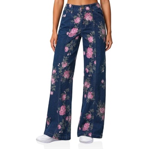 image:imageCicy Bell Womens Wide Leg Jeans High Waisted Stretchy Baggy Denim PantsRedblue
