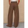 image:imageCicy Bell Womens Barrel Dress Pants High Waisted Wide Leg Work TrousersDark Brown