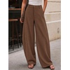 image:imageCicy Bell Womens Barrel Dress Pants High Waisted Wide Leg Work TrousersDark Brown