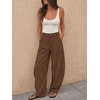 image:imageCicy Bell Womens Barrel Dress Pants High Waisted Wide Leg Work TrousersDark Brown