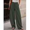 image:imageCicy Bell Womens Barrel Dress Pants High Waisted Wide Leg Work TrousersDeep Green