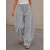 image:imageCicy Bell Womens Barrel Dress Pants High Waisted Wide Leg Work TrousersGrey