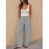 image:imageCicy Bell Womens Barrel Dress Pants High Waisted Wide Leg Work TrousersGrey