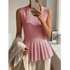 image:imageCicy Bell Womens Pleated Peplum Tank Tops Fitted Blouses Fall SweatersBean Paste