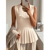 image:imageCicy Bell Womens Pleated Peplum Tank Tops Fitted Blouses Fall SweatersBeige