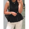 image:imageCicy Bell Womens Pleated Peplum Tank Tops Fitted Blouses Fall SweatersBlack