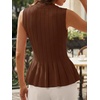 image:imageCicy Bell Womens Pleated Peplum Tank Tops Fitted Blouses Fall SweatersBrown