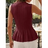 image:imageCicy Bell Womens Pleated Peplum Tank Tops Fitted Blouses Fall SweatersBurgundy