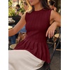 image:imageCicy Bell Womens Pleated Peplum Tank Tops Fitted Blouses Fall SweatersBurgundy