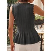 image:imageCicy Bell Womens Pleated Peplum Tank Tops Fitted Blouses Fall SweatersCute Black