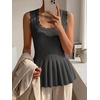image:imageCicy Bell Womens Pleated Peplum Tank Tops Fitted Blouses Fall SweatersCute Black